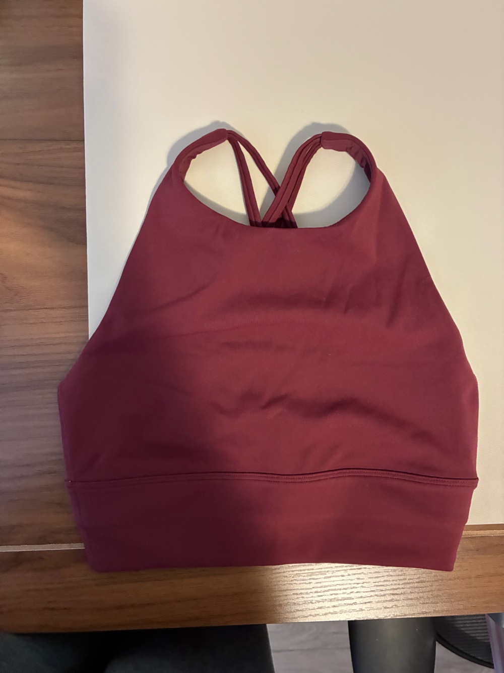 Aritzia Halter Strappy Crop Top in Burgundy